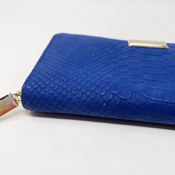 Kate Spade Orbital Blue Elsie Street Snake Embossed Leather Neda Zip Wallet - Picture 12 of 15